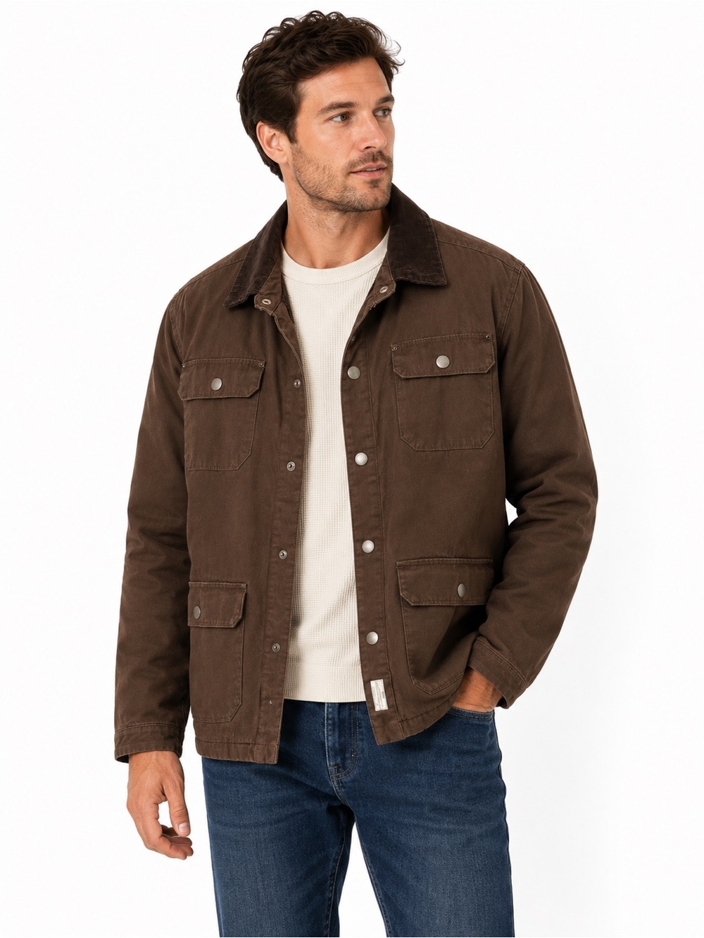 Men's Brown Military Field Jacket - Classic Utility Coat